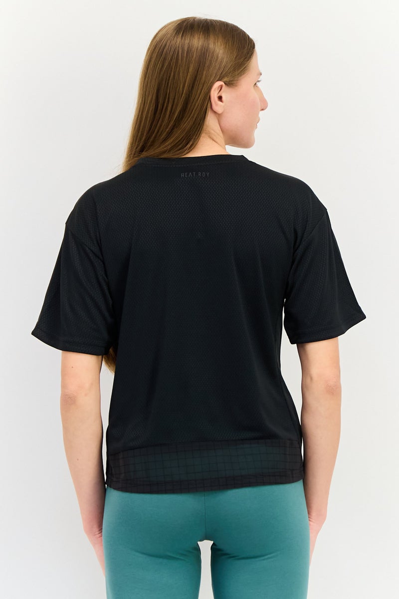 Adidas Women Sportswear Fit Short Sleeves Running T-Shirt, Black - Image 3